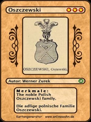 cover image of The noble Polish Oszczewski family. Die adlige polnische Familie Oszczewski.